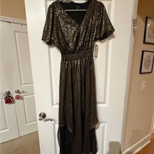Halogen Black and Gold High Low Dress